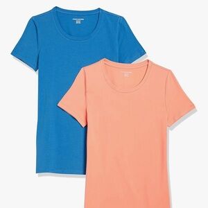 Amazon Essentials Short Sleeve Tees in Blue and Peach